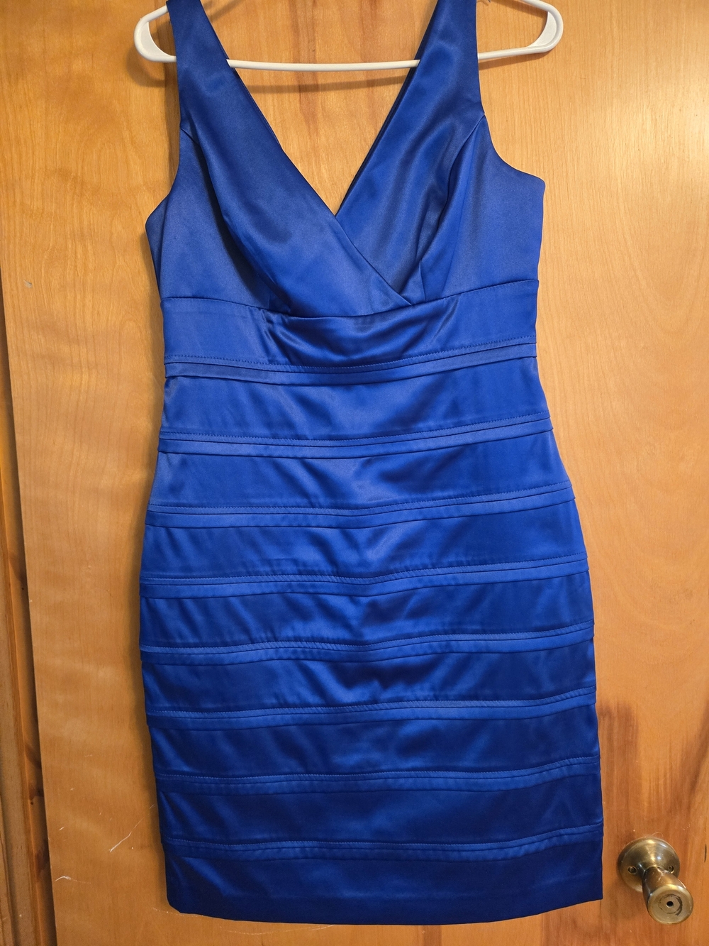 American Living Royal Blue Sleeveless V-Neck Midi Sheath Dress